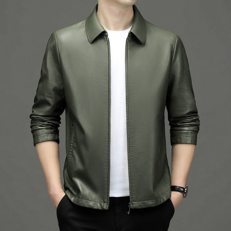 Lapel Ecological Men's Leather Jacket