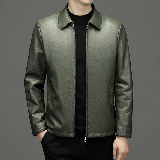 Lapel Ecological Men's Leather Jacket