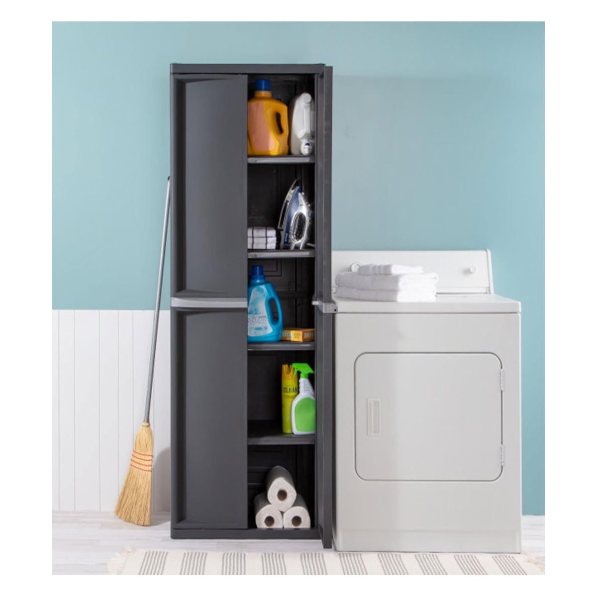 Sterilite 4-Shelf Utility Storage Cabinet with Doors - Flat Gray