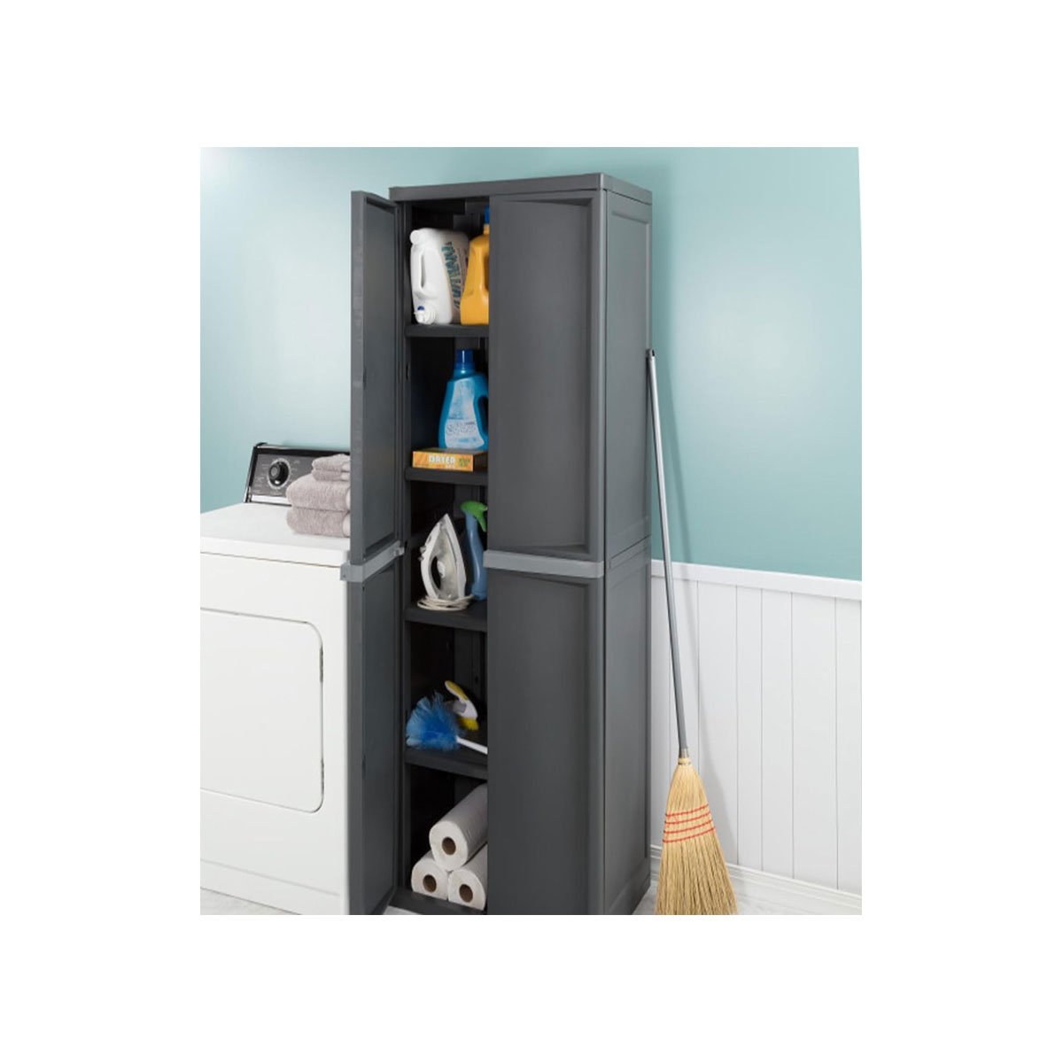 Sterilite 4-Shelf Utility Storage Cabinet with Doors - Flat Gray