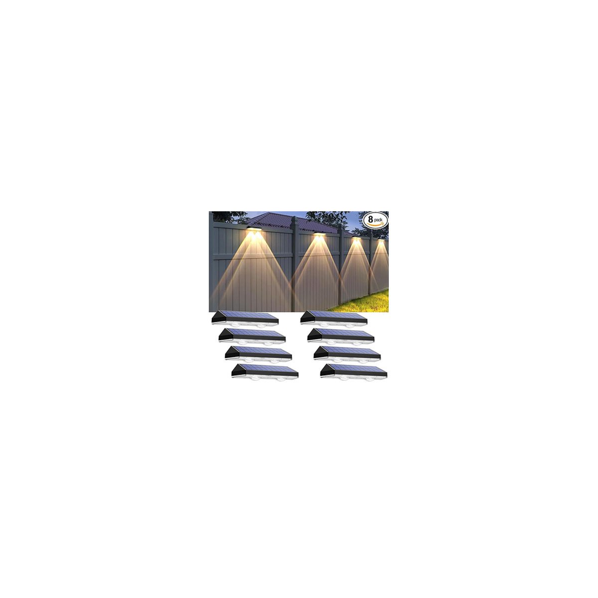 Solar Wall Washer Fence Light Outdoor Waterproof LED Deck Light