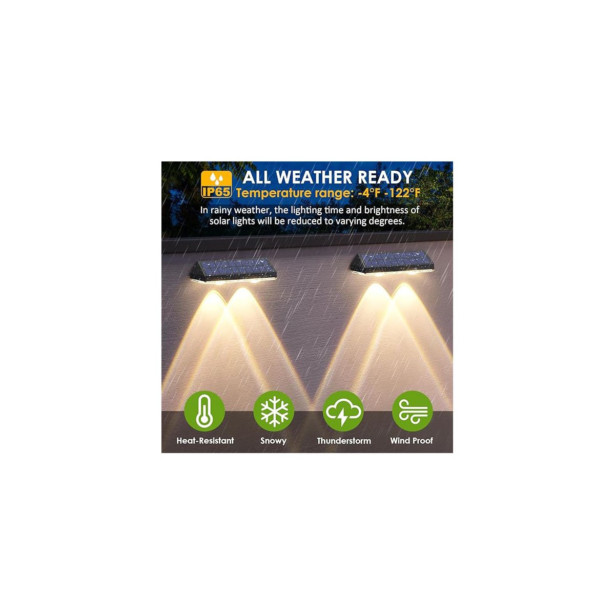 Solar Wall Washer Fence Light Outdoor Waterproof LED Deck Light