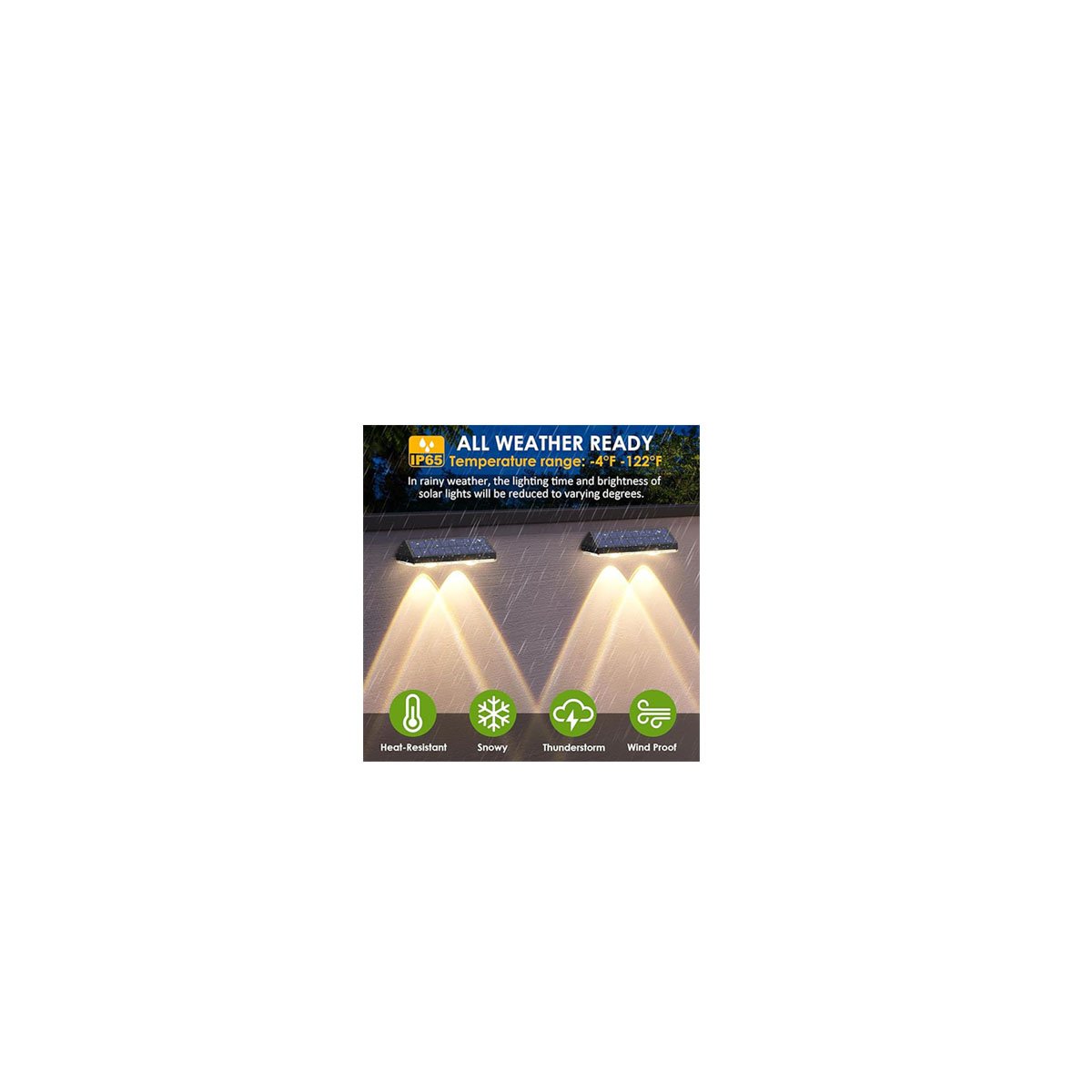 Solar Wall Washer Fence Light Outdoor Waterproof LED Deck Light