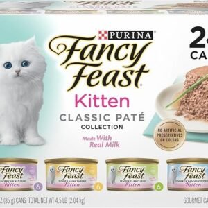 Purina Fancy Feast Wet Kitten Food Variety Pack, Whitefish, Turkey, Chicken & Salmon Feasts, 3 oz (24 Pack)